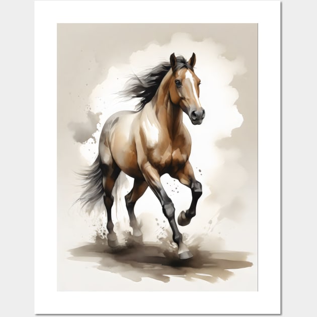 Wild Horse - Watercolor painting Wall Art by Ingridpd